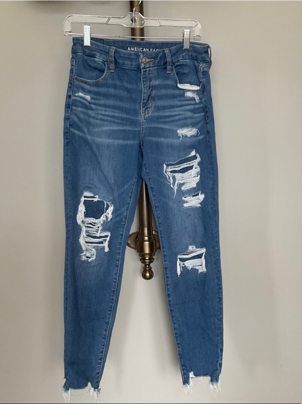 American Eagle Outfitters Blue Distressed Stretch Jeans